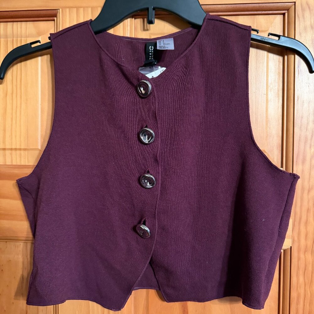 H&M Vest Black Button-Front NEW